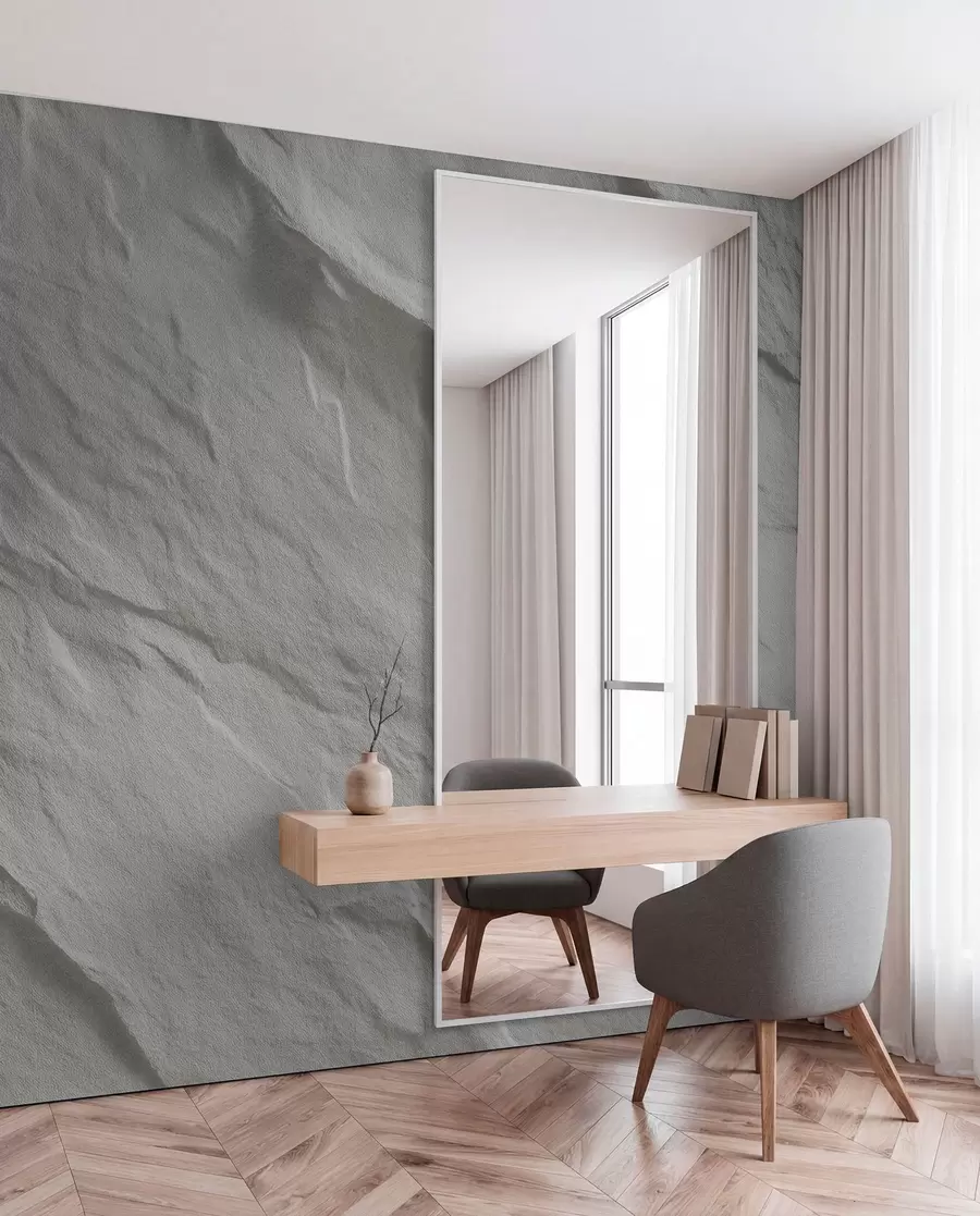 murais de parede imitação de rocha branca em design de interiores w04818