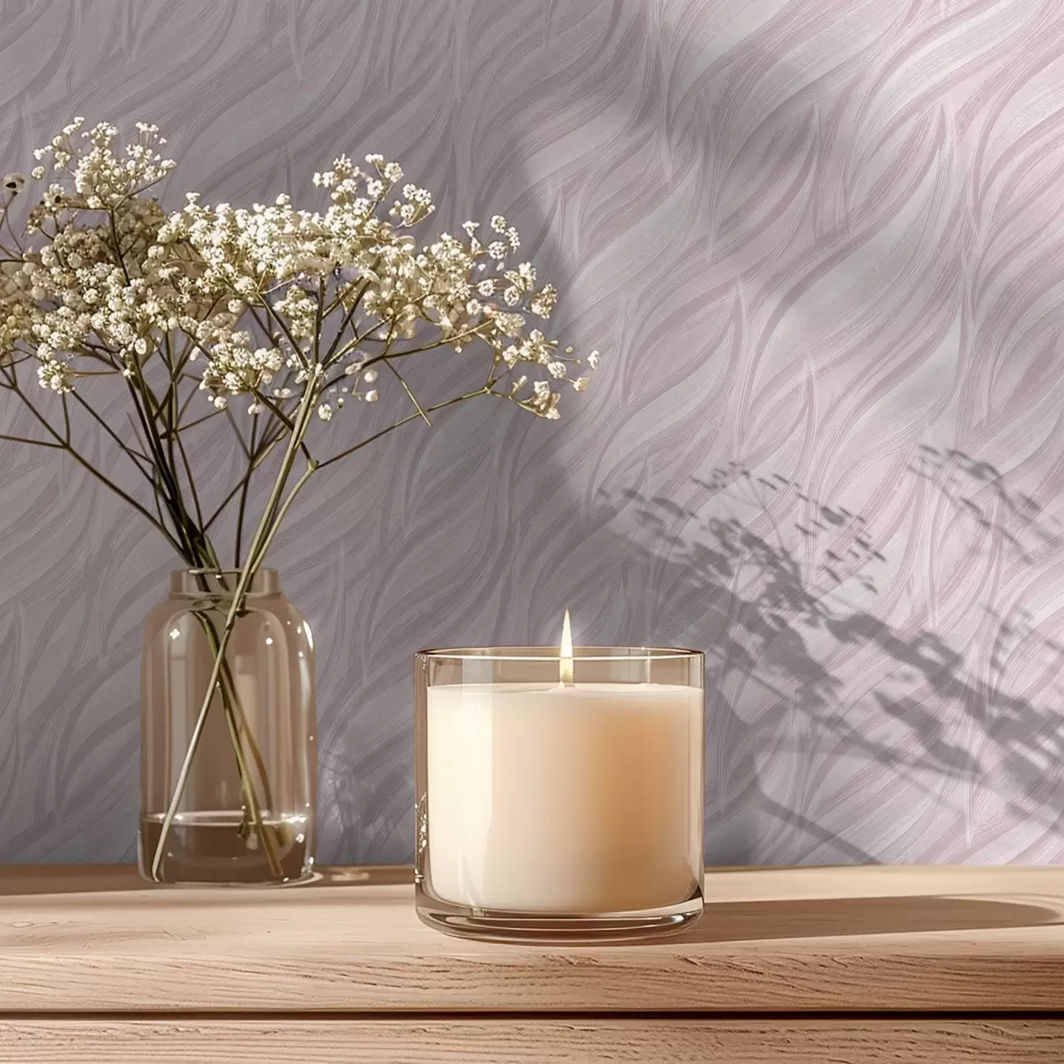 Papel de parede Ondas texturizadas com pincel, rosa pálido a00688v1