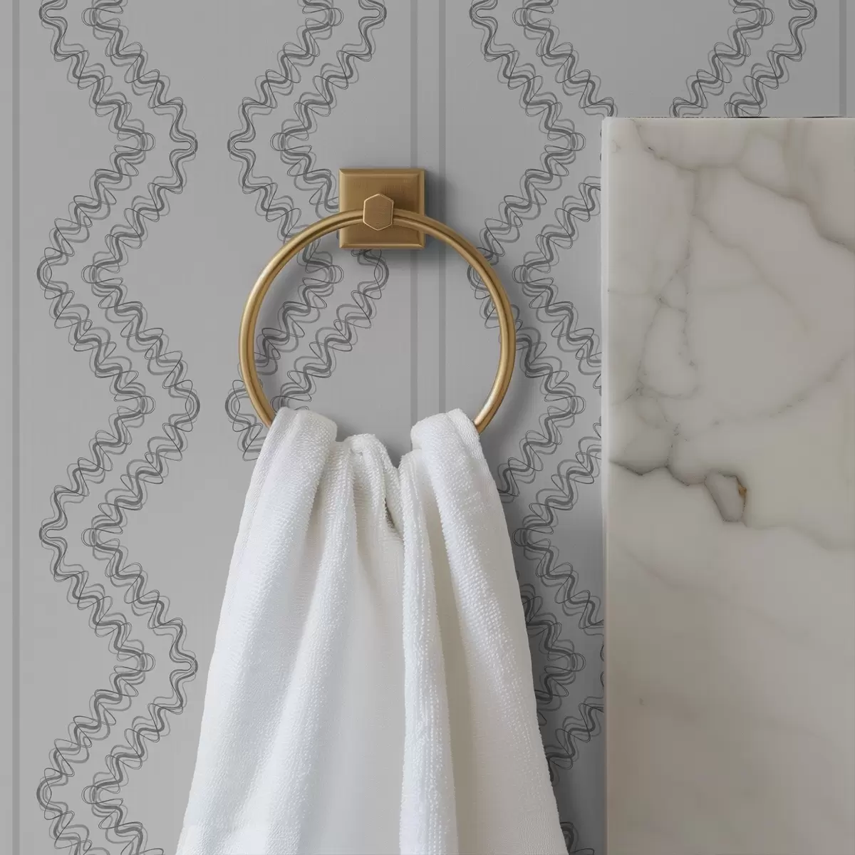 Papel de parede Ziguezagues em renda, cinza neutro a00689v2