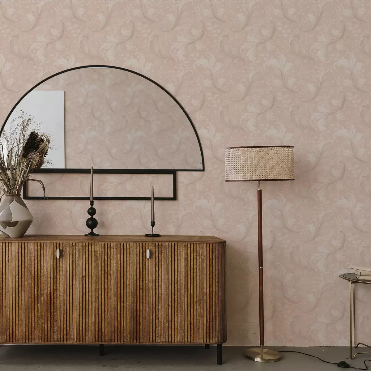 Papel de parede Volutas de acanto sobre fundo bege quente a00772