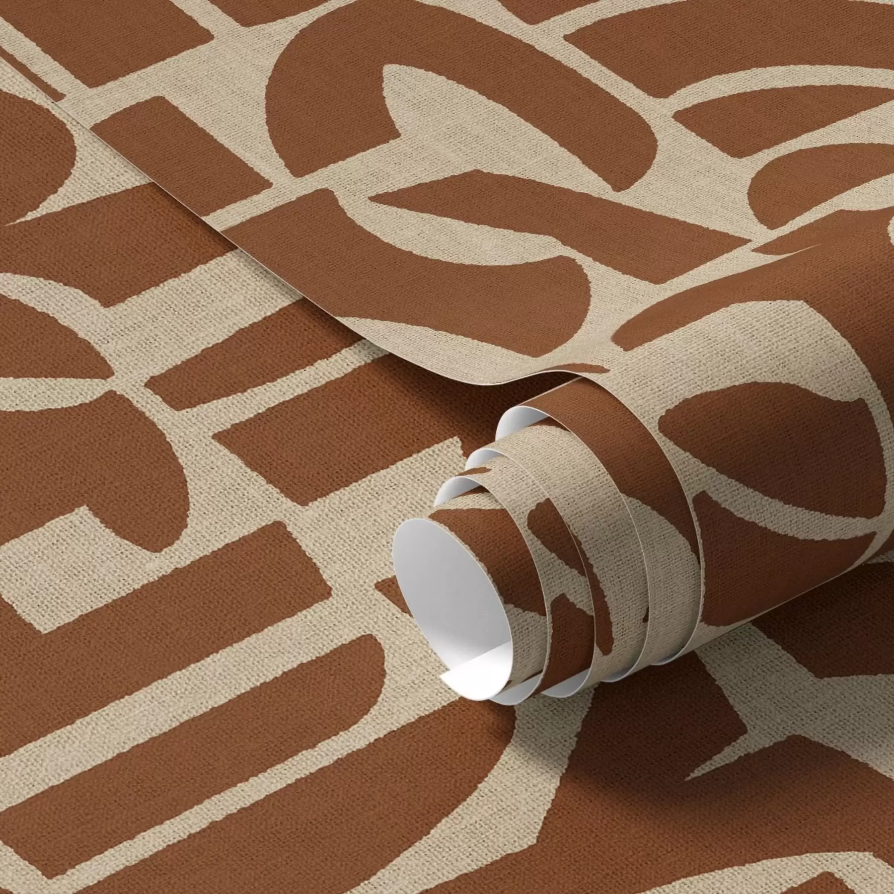 murais de parede Formas geométricas em terracota sobre linho a00774