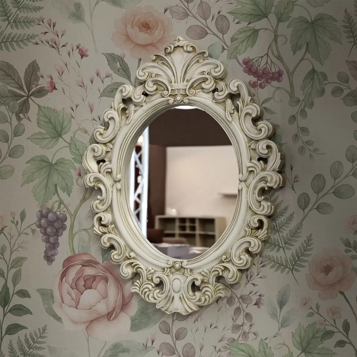 Papel de parede Jardim pastel com rosas, fetos e uvas a00867