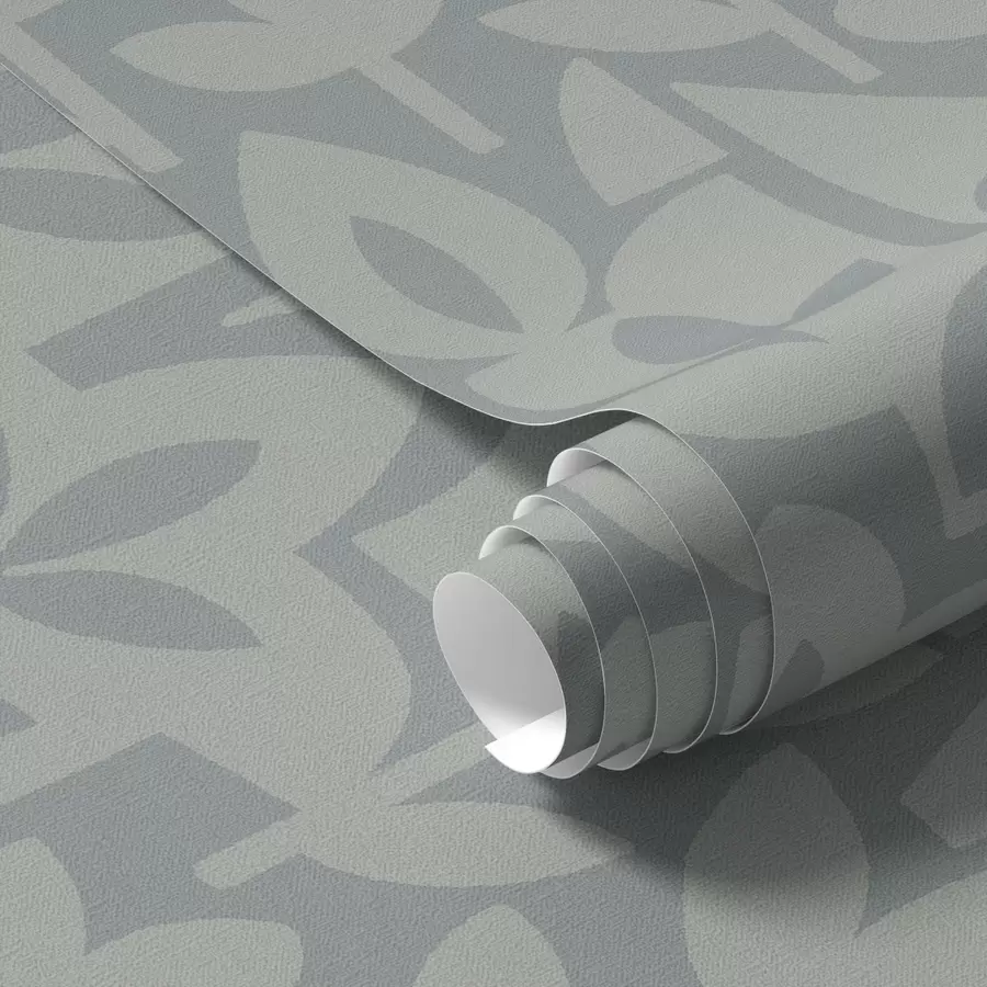 murais de parede Silhuetas florais geométricas em azul ardósia a00875