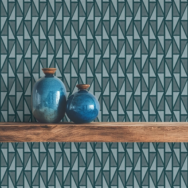 Papéis de parede Treliça azul-petróleo escuro com vigas entrecruzadas densas, Papel de parede de laje, a00902v1 : Uwalls.pt