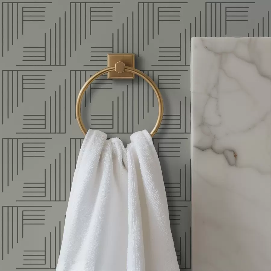 murais de parede Blocos de canto lineares formando quadrados em cinza quente a00907