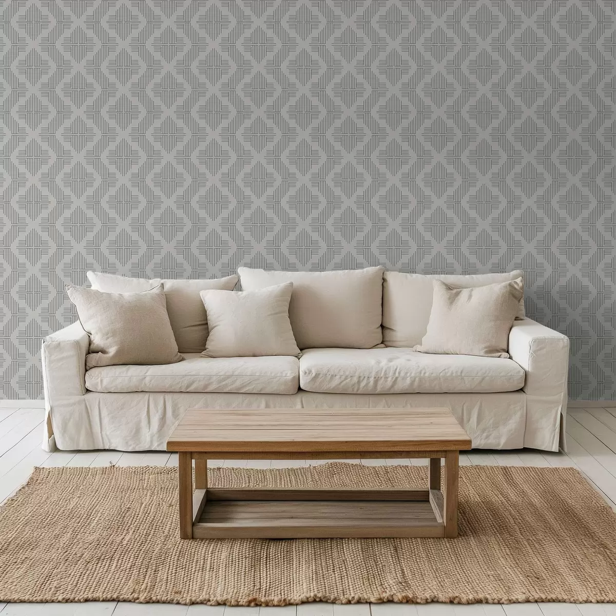 Papel de parede Linhas de ardósia formando quadrados escalonados em cinza claro a00909