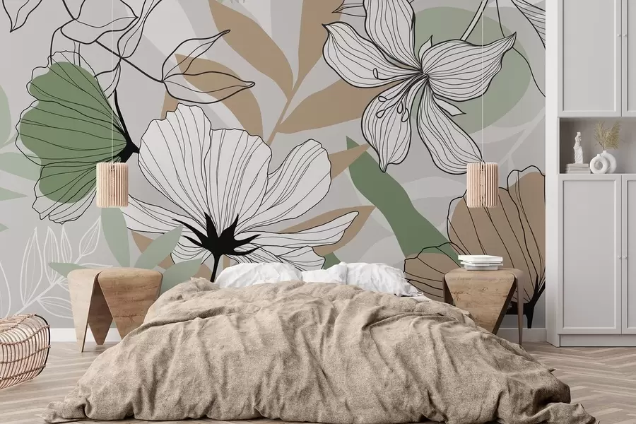 murais de parede Plantas e flores abstractas w04898v2