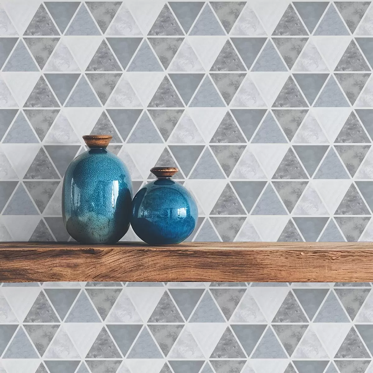 Papel de parede Geometria triangular em tons frios de azul-acinzentado a00917v1