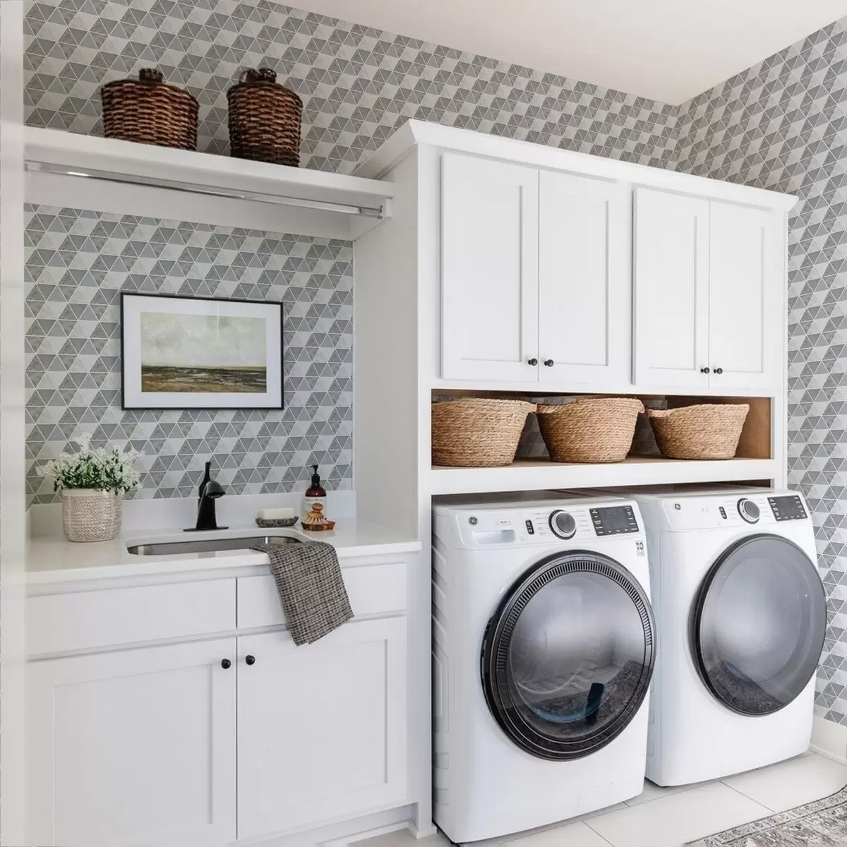 Papel de parede Geometria triangular em tons frios de azul-acinzentado a00917v1