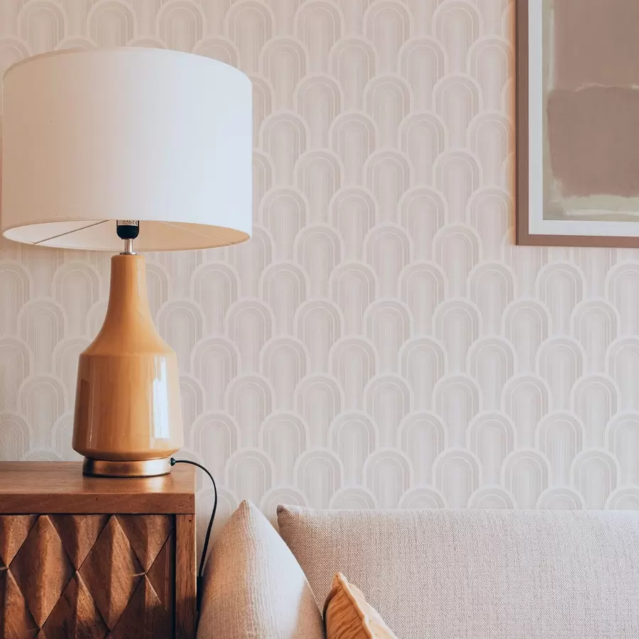 murais de parede Pequenos módulos em arco em tons quentes de creme-bege a00924