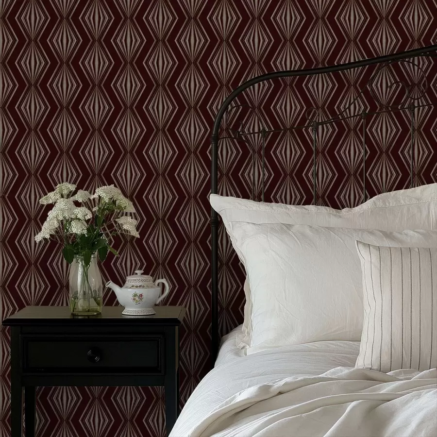 murais de parede Padrão geométrico em diamante sobre fundo castanho-vinho a00925v1