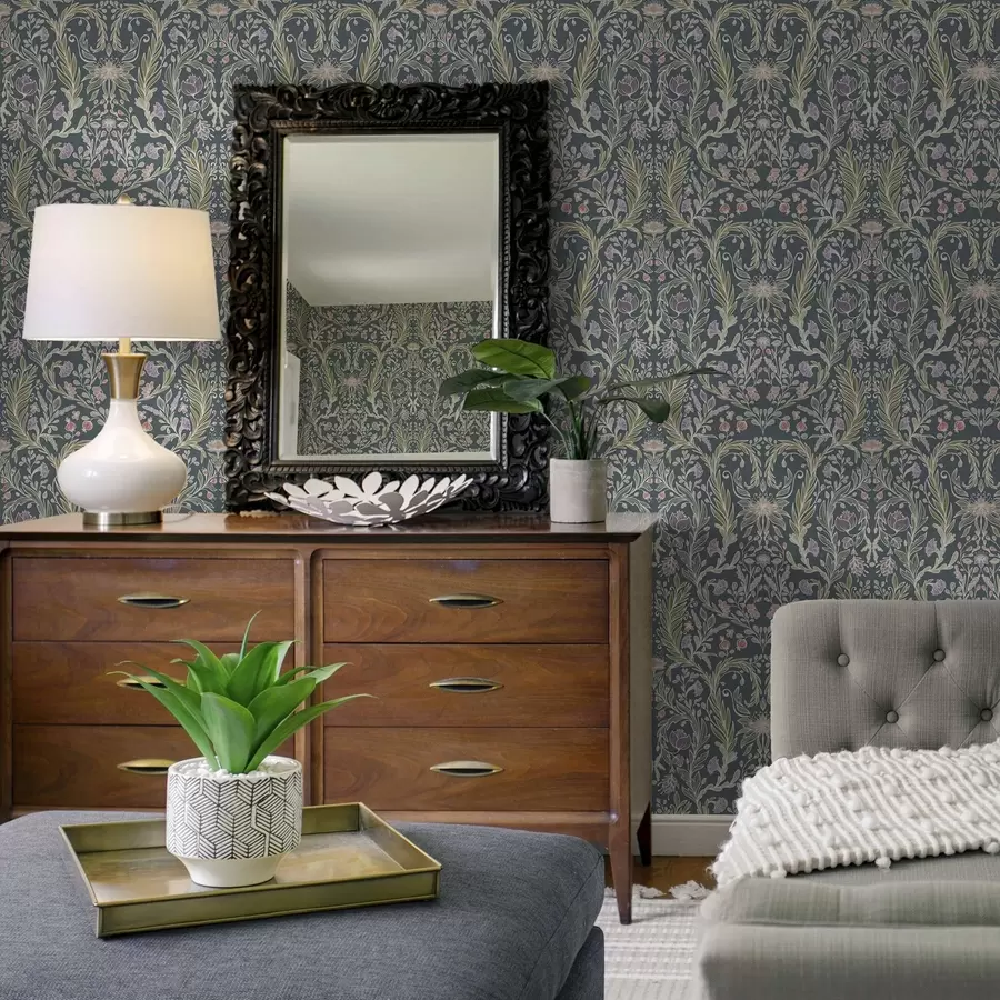 murais de parede O mesmo ornamento sobre um fundo cinza-azulado fresco a00928v1