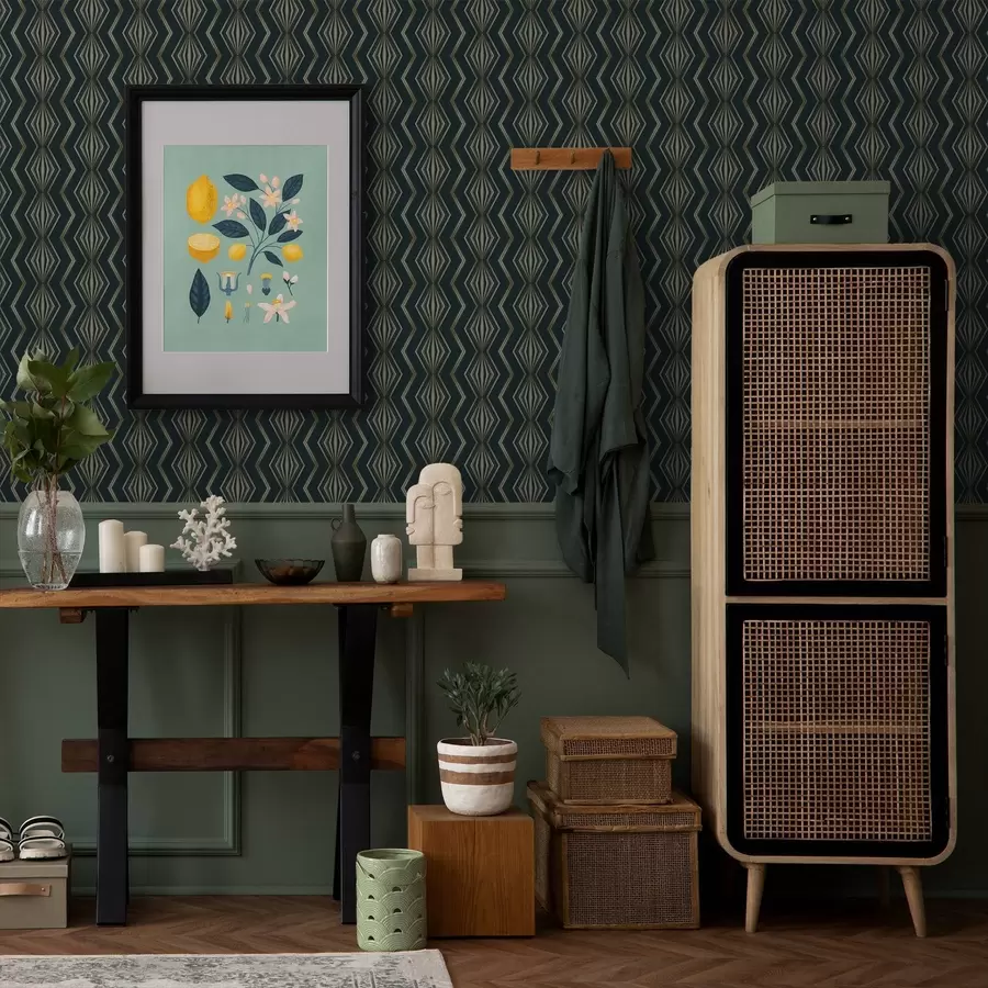 murais de parede Padrão geométrico em diamante azul-petróleo escuro a00973v1