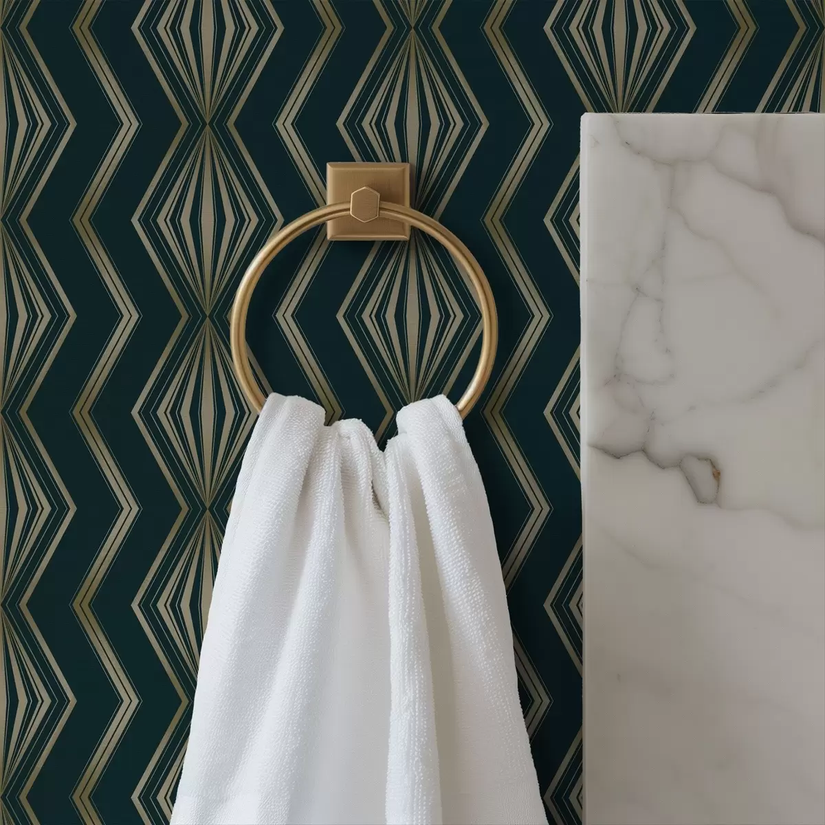 Papel de parede Padrão geométrico em diamante azul-petróleo escuro a00973v1