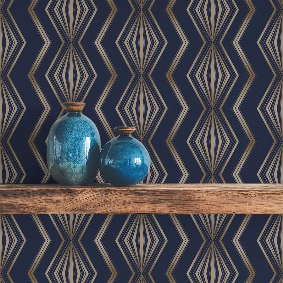 murais de parede Padrão geométrico em diamante azul escuro a00973