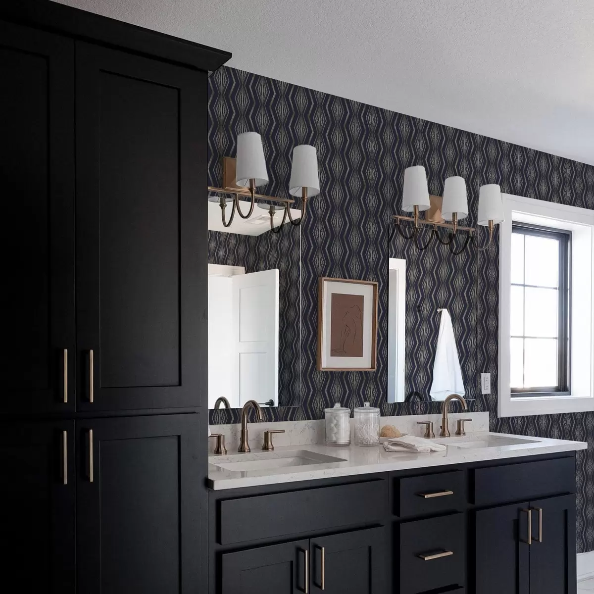 Papel de parede Padrão geométrico em diamante azul escuro a00973