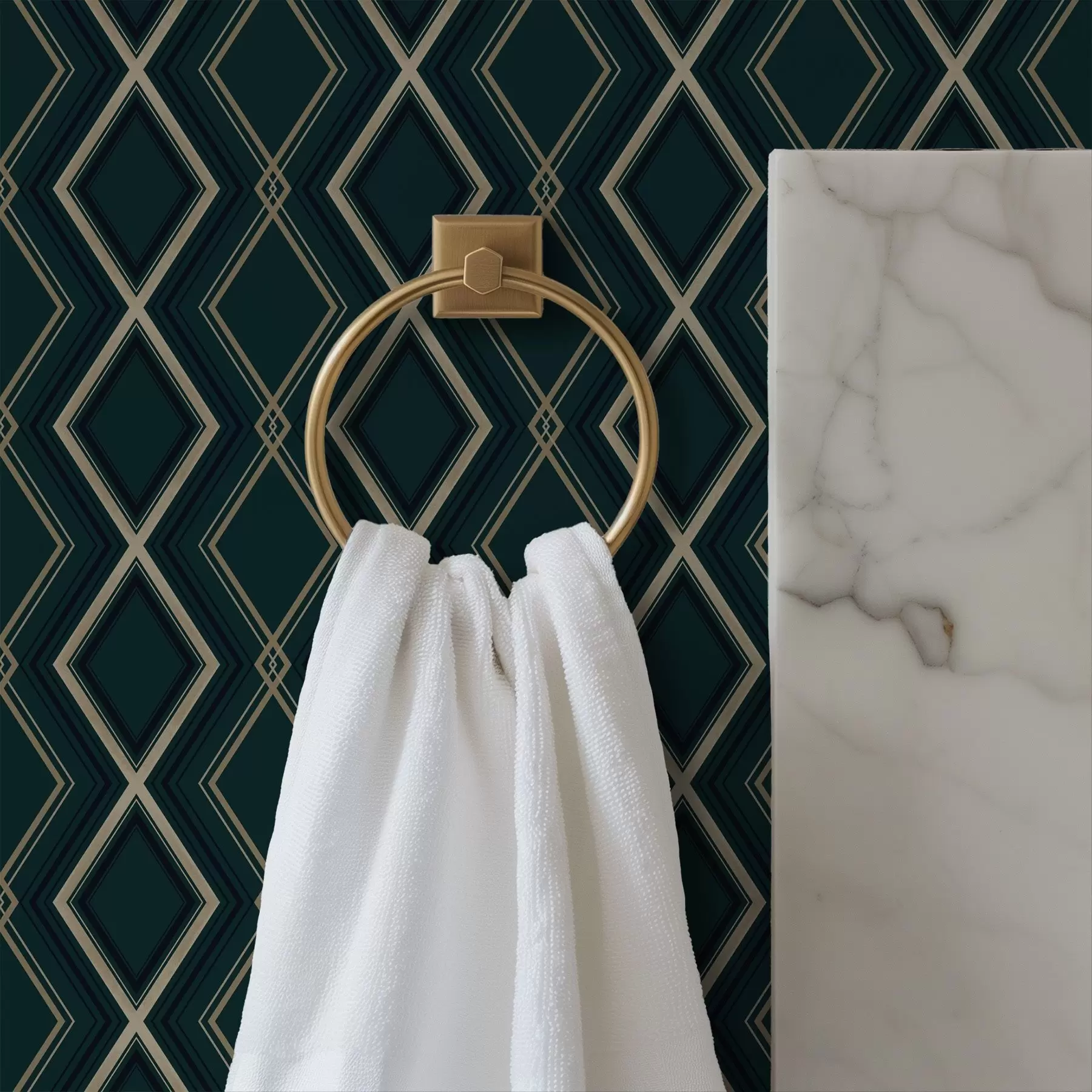 murais de parede Fundo azul-petróleo escuro com uma grelha de losangos repetitiva a00975v1