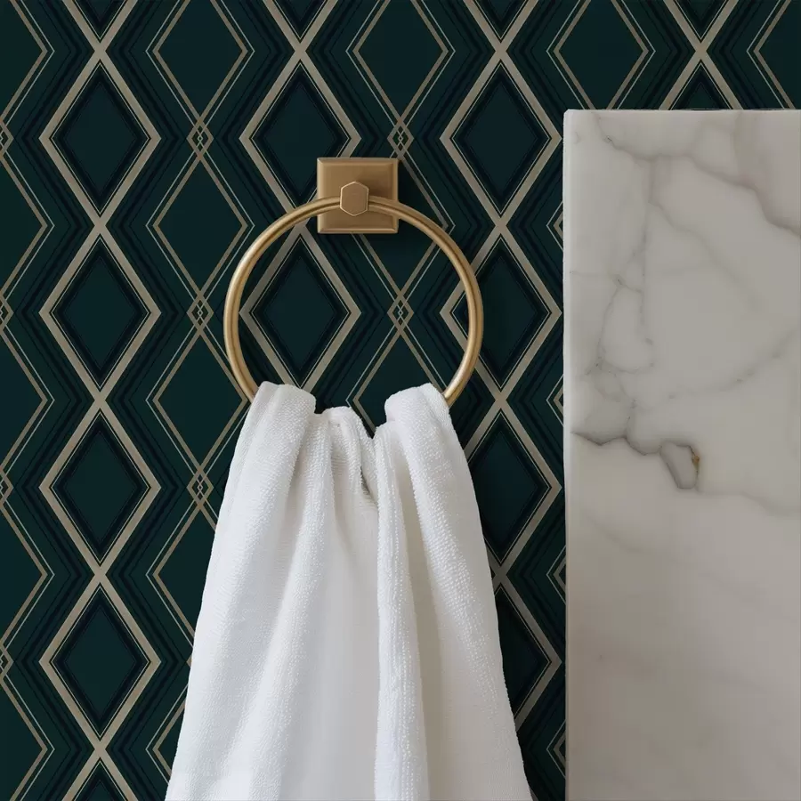 murais de parede Fundo azul-petróleo escuro com uma grelha de losangos repetitiva a00975v1