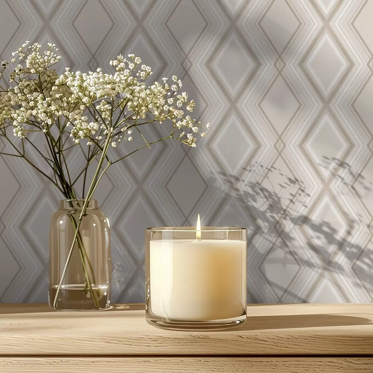 Papel de parede Fundo bege claro com uma grelha de diamantes multicamadas a00975v2