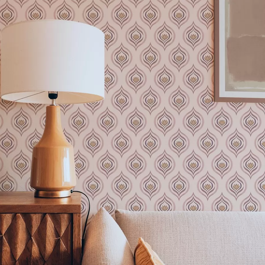 murais de parede Motivo rítmico com uma flor sobre um fundo em pó a00977