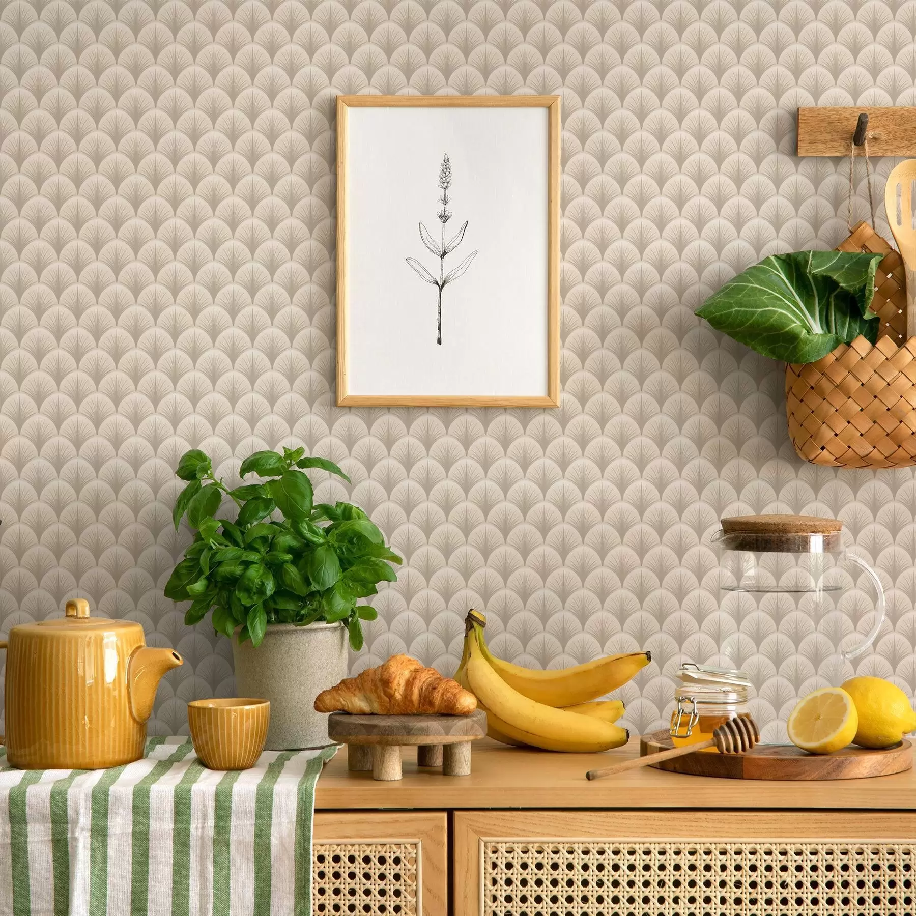 murais de parede Arcos bege com raios finos sobre um fundo claro a00978