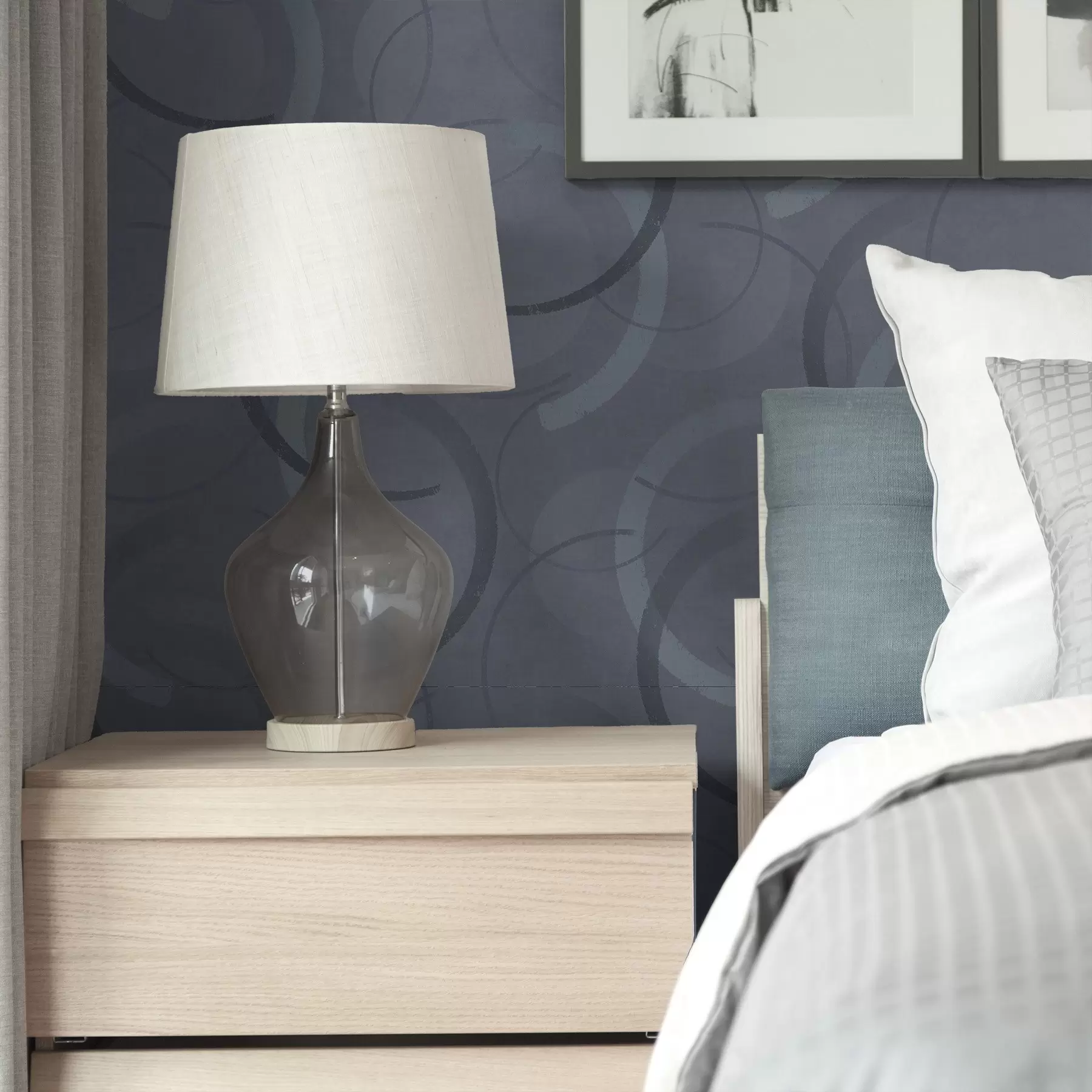 murais de parede Meios círculos e círculos suaves numa paleta de tons cinza-azulados frescos a00980