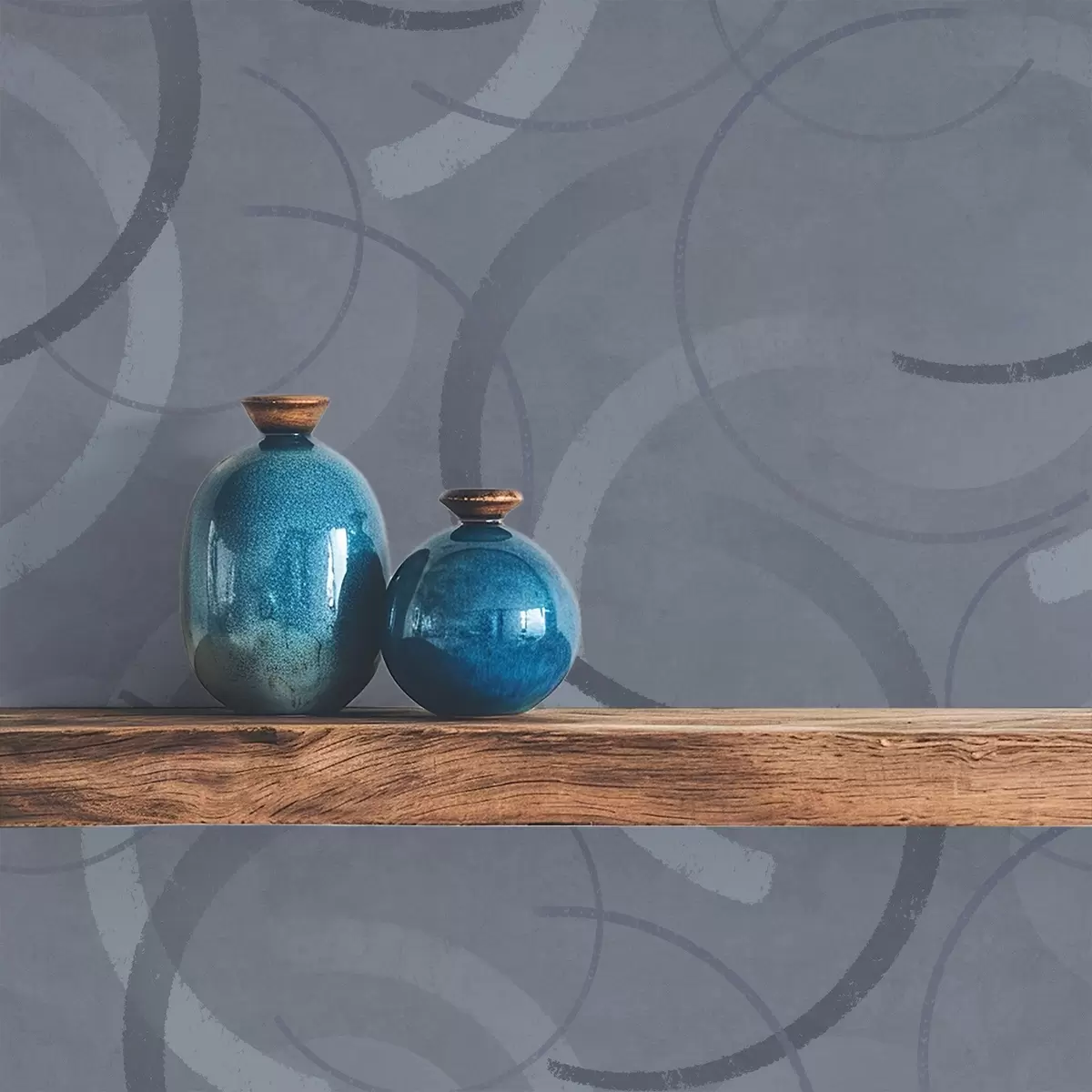 Papel de parede Meios círculos e círculos suaves numa paleta de tons cinza-azulados frescos a00980