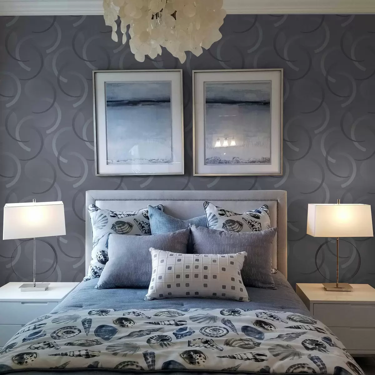 Papel de parede Meios círculos cinzentos e círculos desfocados sobre um fundo texturizado a00981