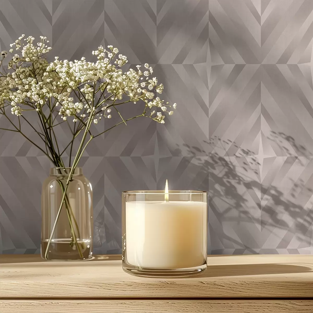 Papel de parede Quadrados geométricos com setas em tons bege quentes a00982