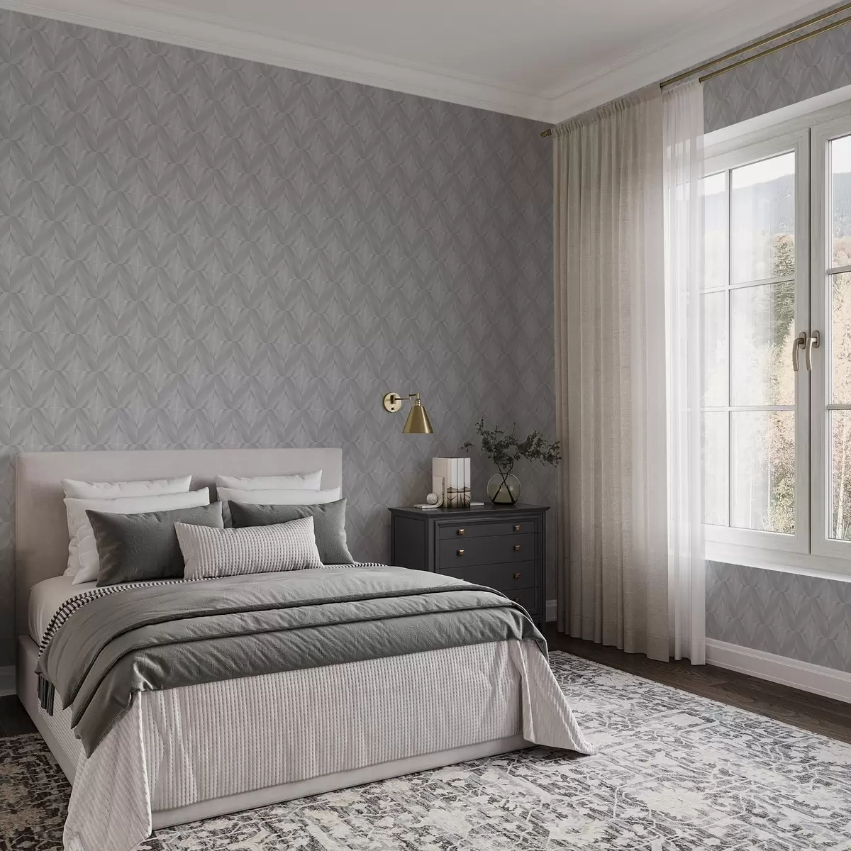 Papel de parede Geometria de traços angulares numa paleta cinza-azulada fria a00983v2