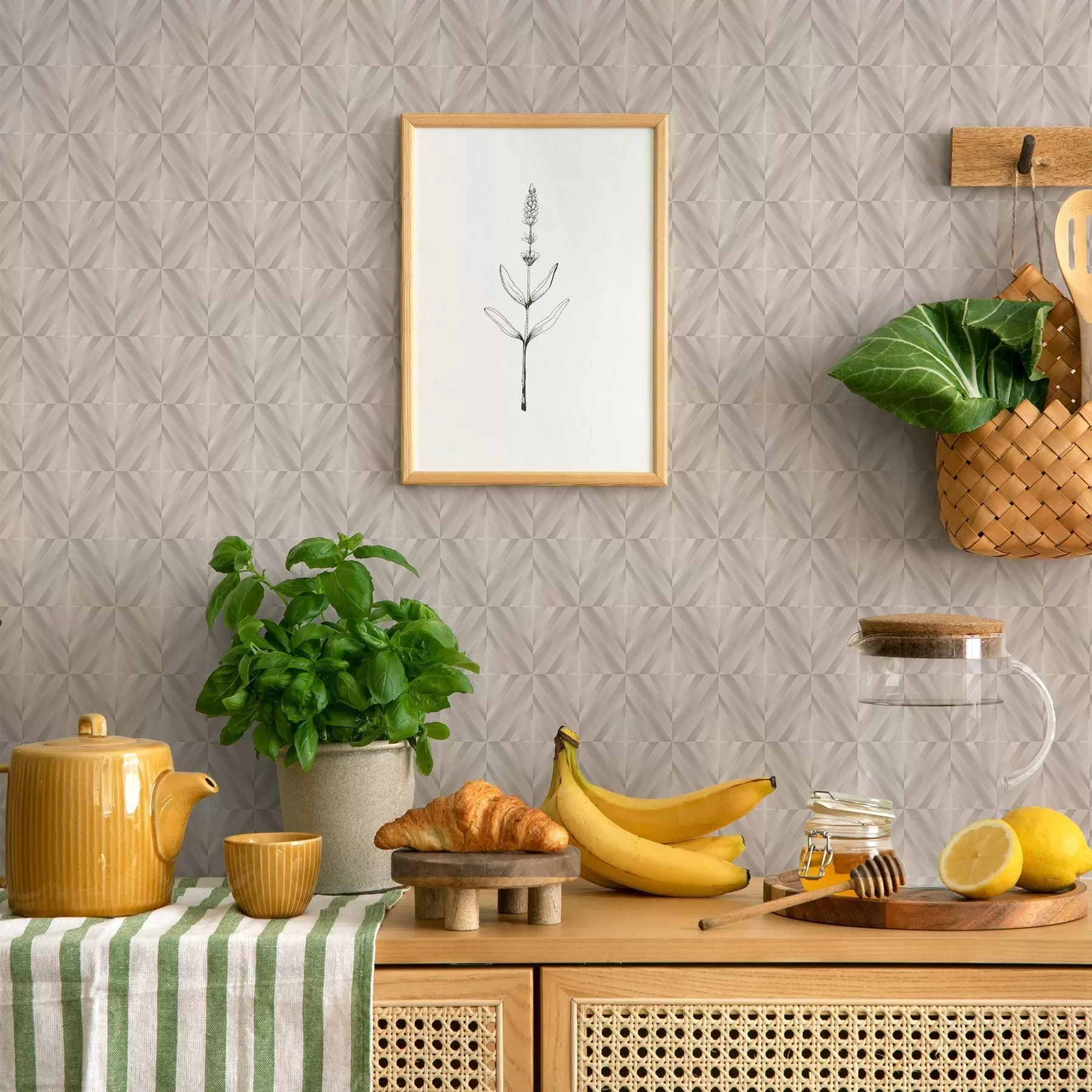 murais de parede Quadrados claros com traços diagonais suaves que se cruzam a00984