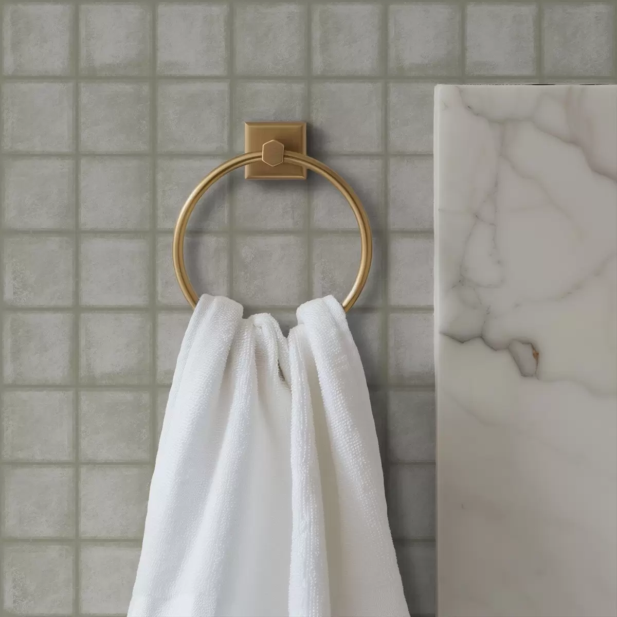 Papel de parede Imitação de azulejos quadrados numa paleta suave de cinza-esverdeado a00988