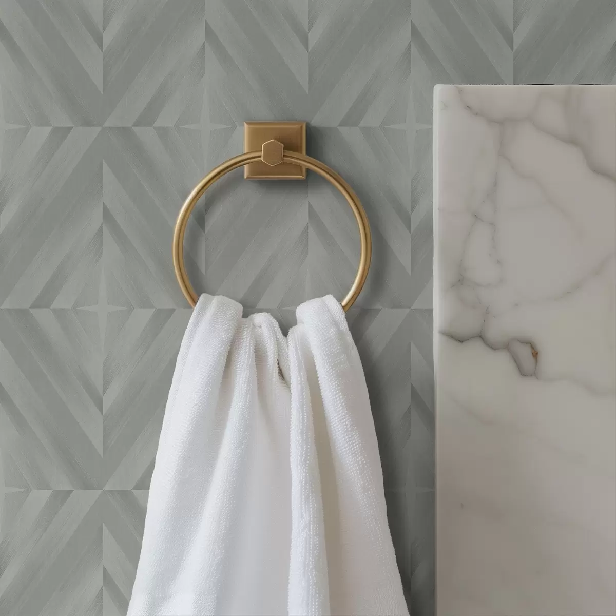 Papel de parede Traços diagonais formando quadrados numa paleta cinza-menta a00983v1