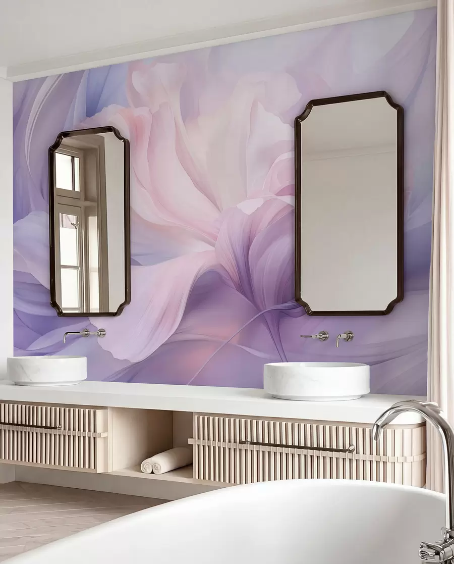 murais de parede Suave névoa de pétalas: uma flor arejada numa névoa lilás pastel w09517