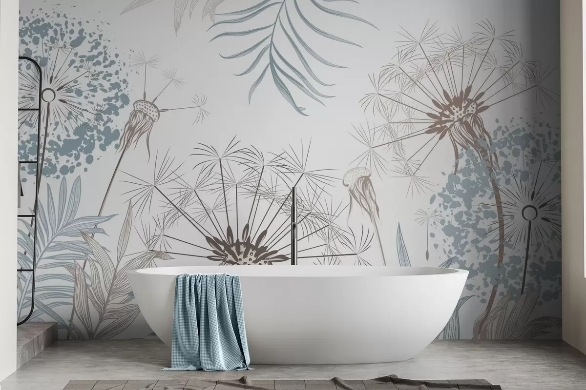 murais de parede Dentes-de-leão entre a folhagem w04942