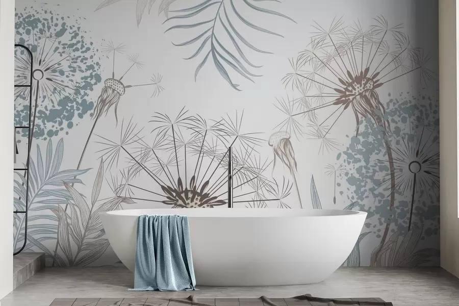 murais de parede Dentes-de-leão entre a folhagem w04942