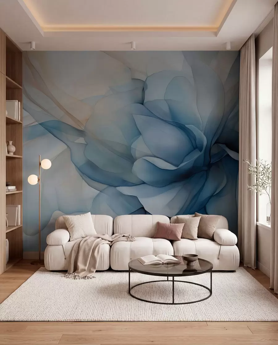murais de parede Uma flor em azul enevoado w04944