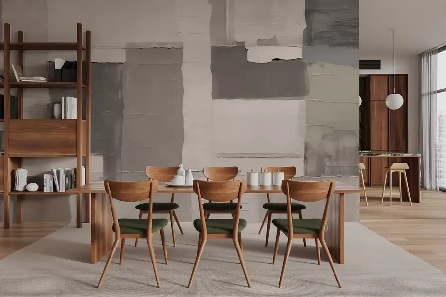 murais de parede Retângulos com textura suave em tons de cinza-bege w04958