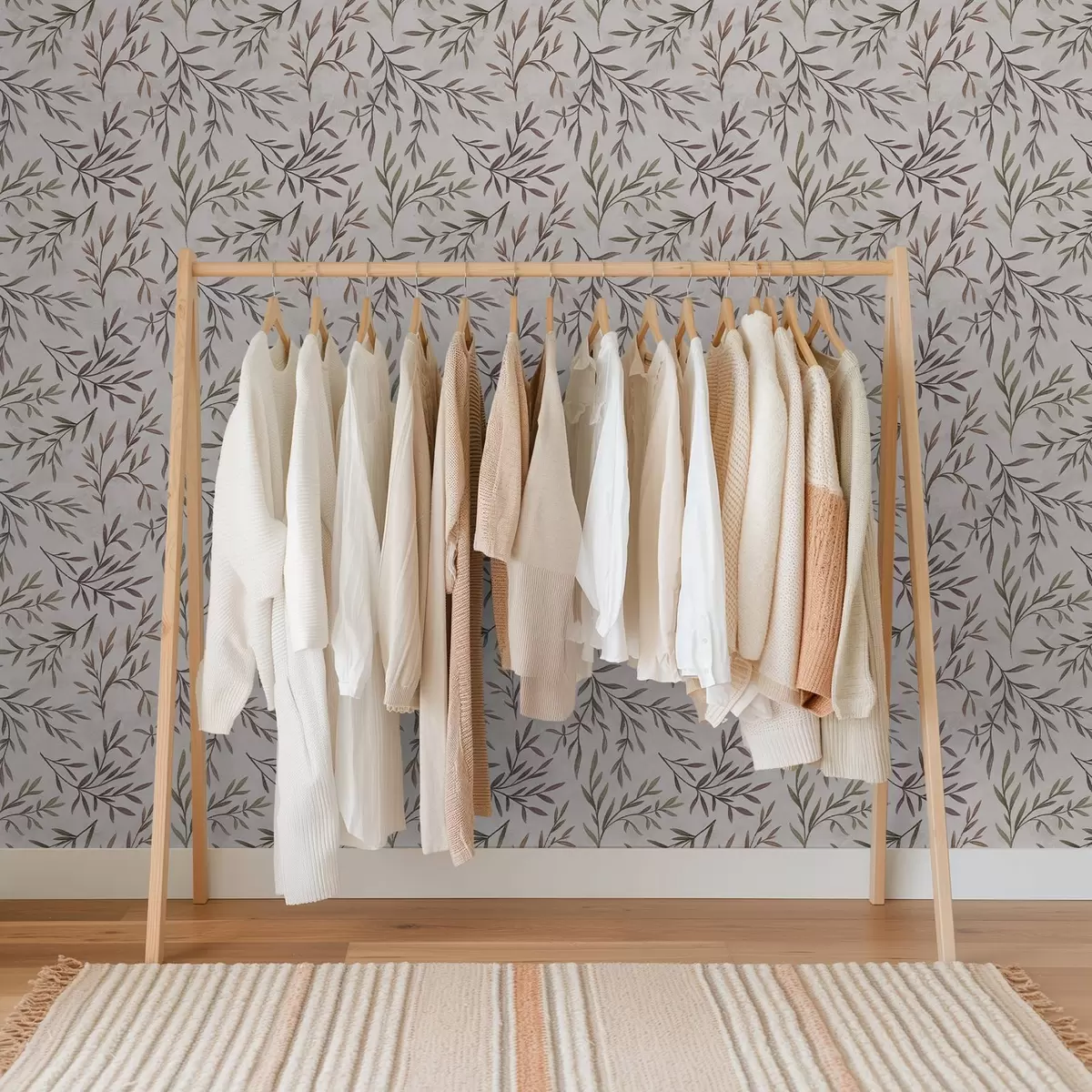 Papel de parede Galhos multicoloridos com folhas sobre um fundo claro a00936v3