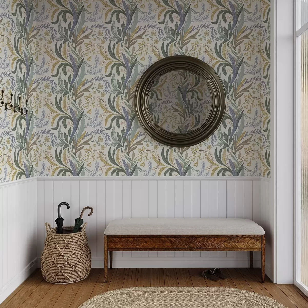 Papel de parede Ornamento floral exuberante numa paleta de tons pastel suaves a00939