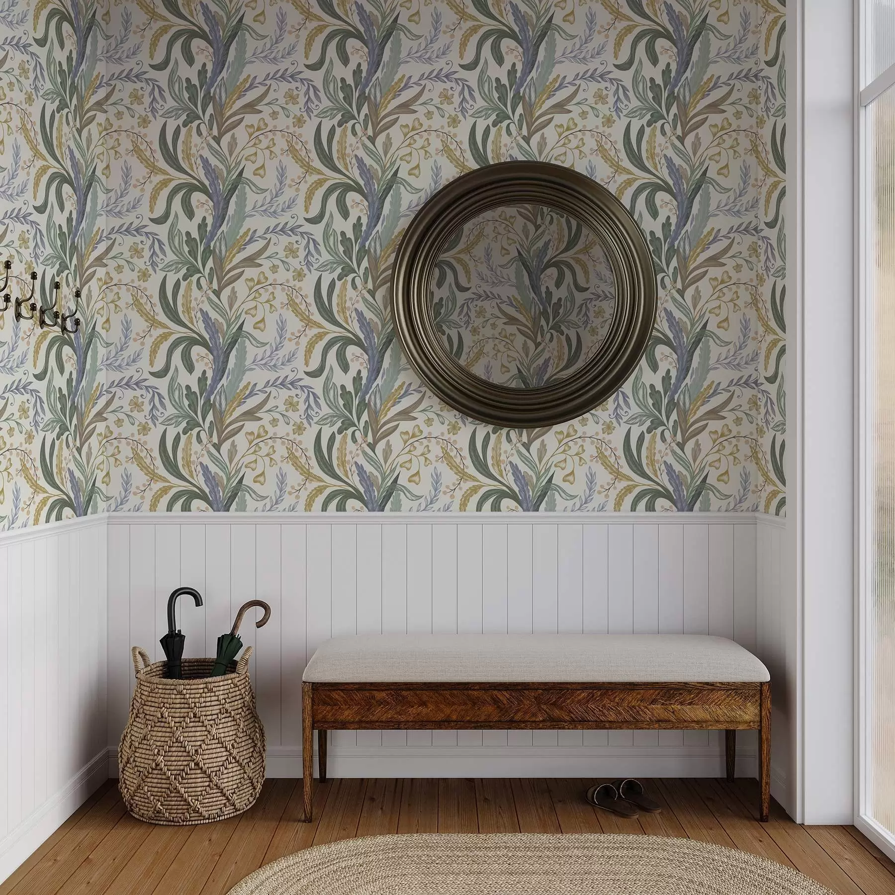 murais de parede Ornamento floral exuberante numa paleta de tons pastel suaves a00939