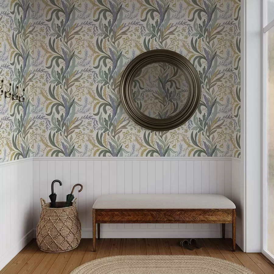 murais de parede Ornamento floral exuberante numa paleta de tons pastel suaves a00939