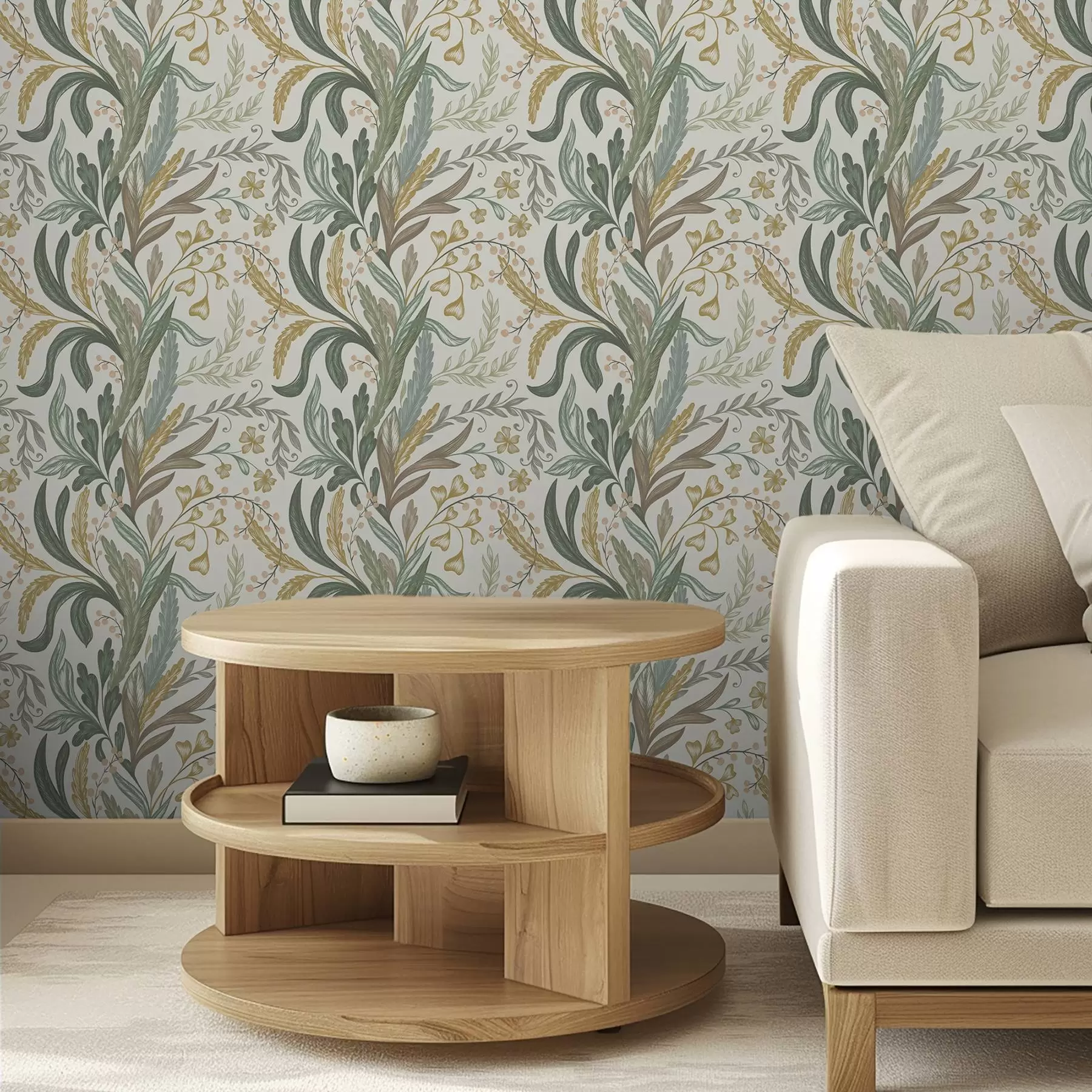 murais de parede Ornamento floral quente em tons terrosos naturais a00939v1