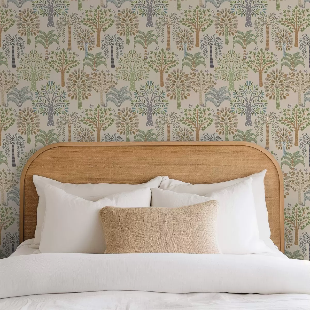 Papel de parede Árvores decorativas numa paleta suave e natural a00960