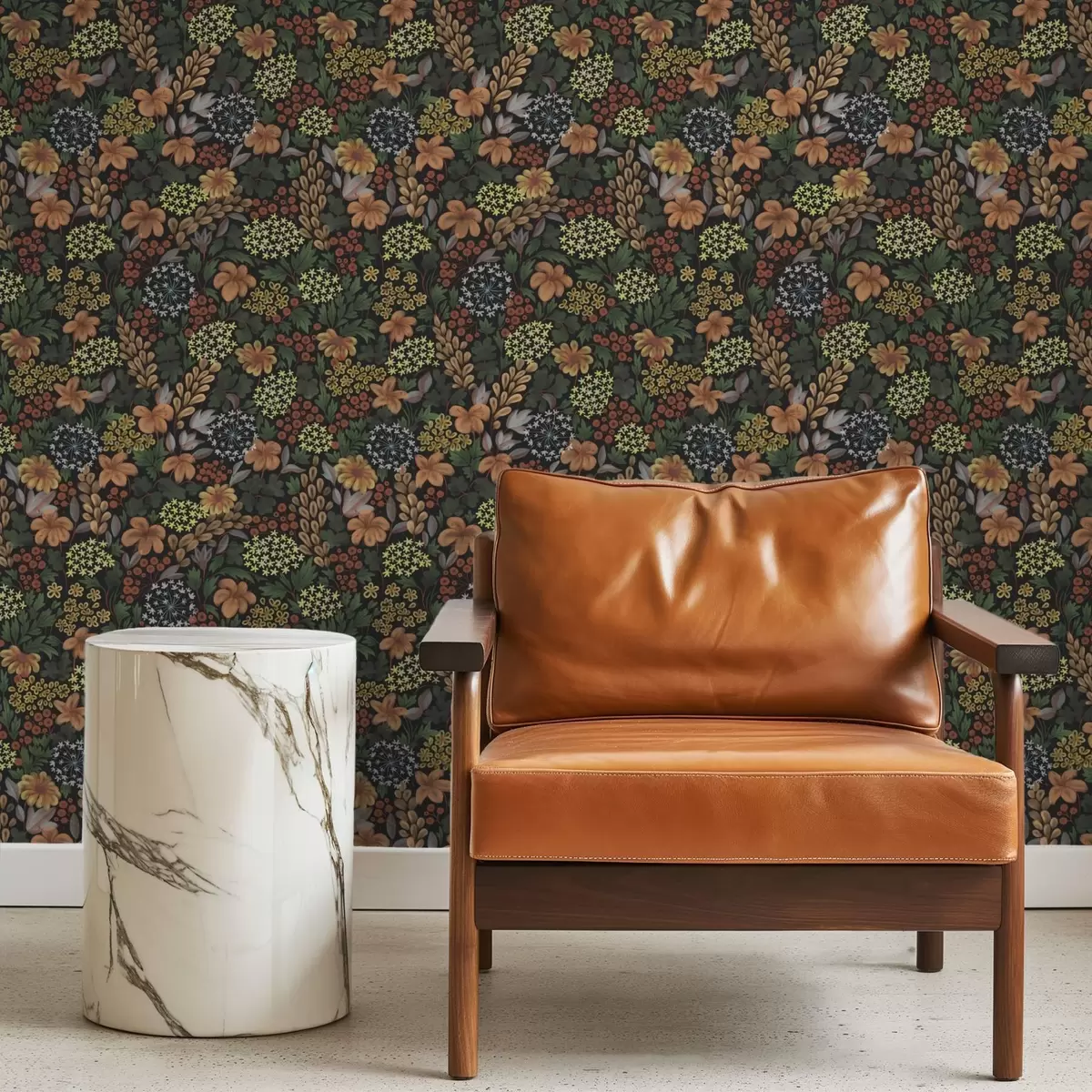 Papel de parede Jardim noturno acolhedor com flores amarelas e folhagem exuberante a00996v1