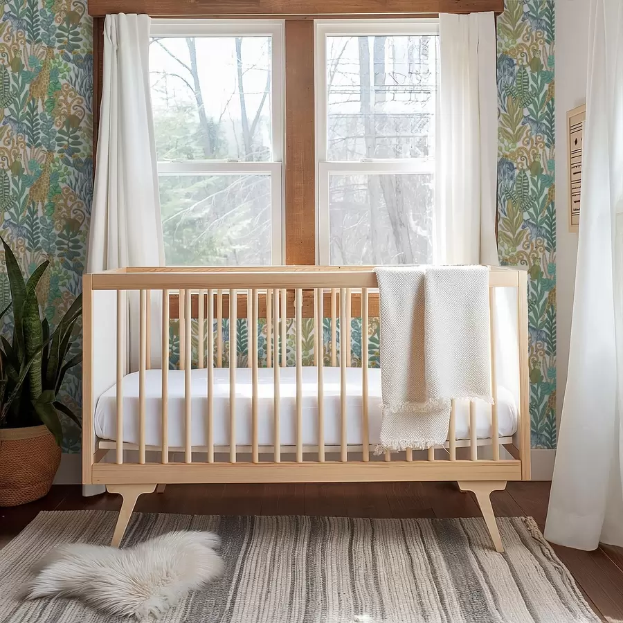 murais de parede Animais alegres da savana entre folhas sobre fundo branco a01000