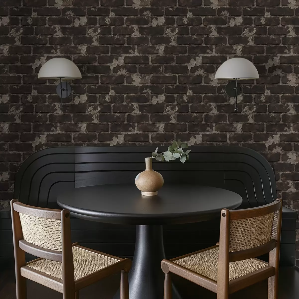 Papel de parede Parede antiga de tijolos escurecida com manchas desgastadas a01030