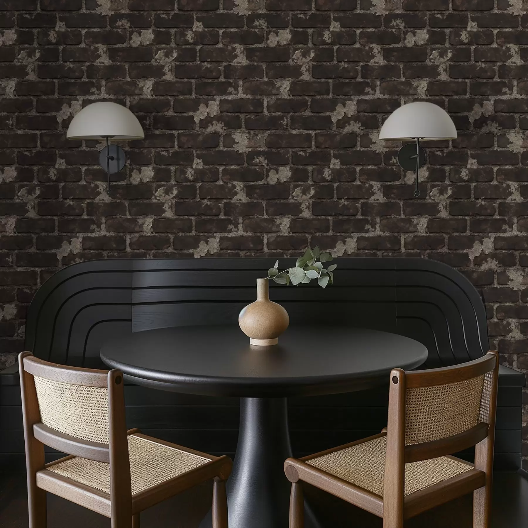 murais de parede Parede antiga de tijolos escurecida com manchas desgastadas a01030