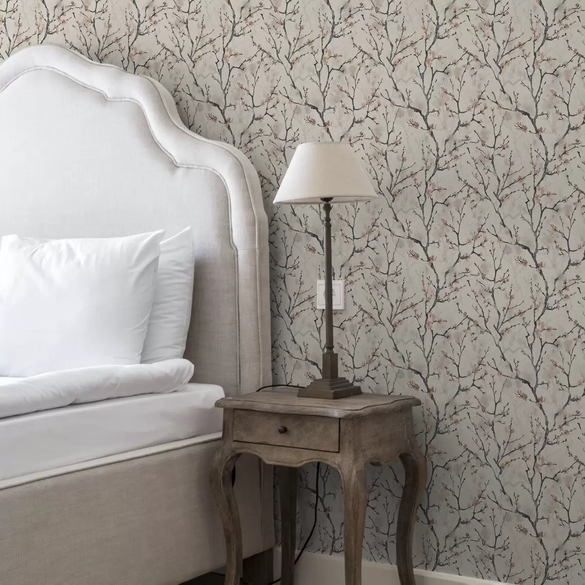 Papel de parede Galhos de sakura pintados em aquarela sobre um fundo claro a01033