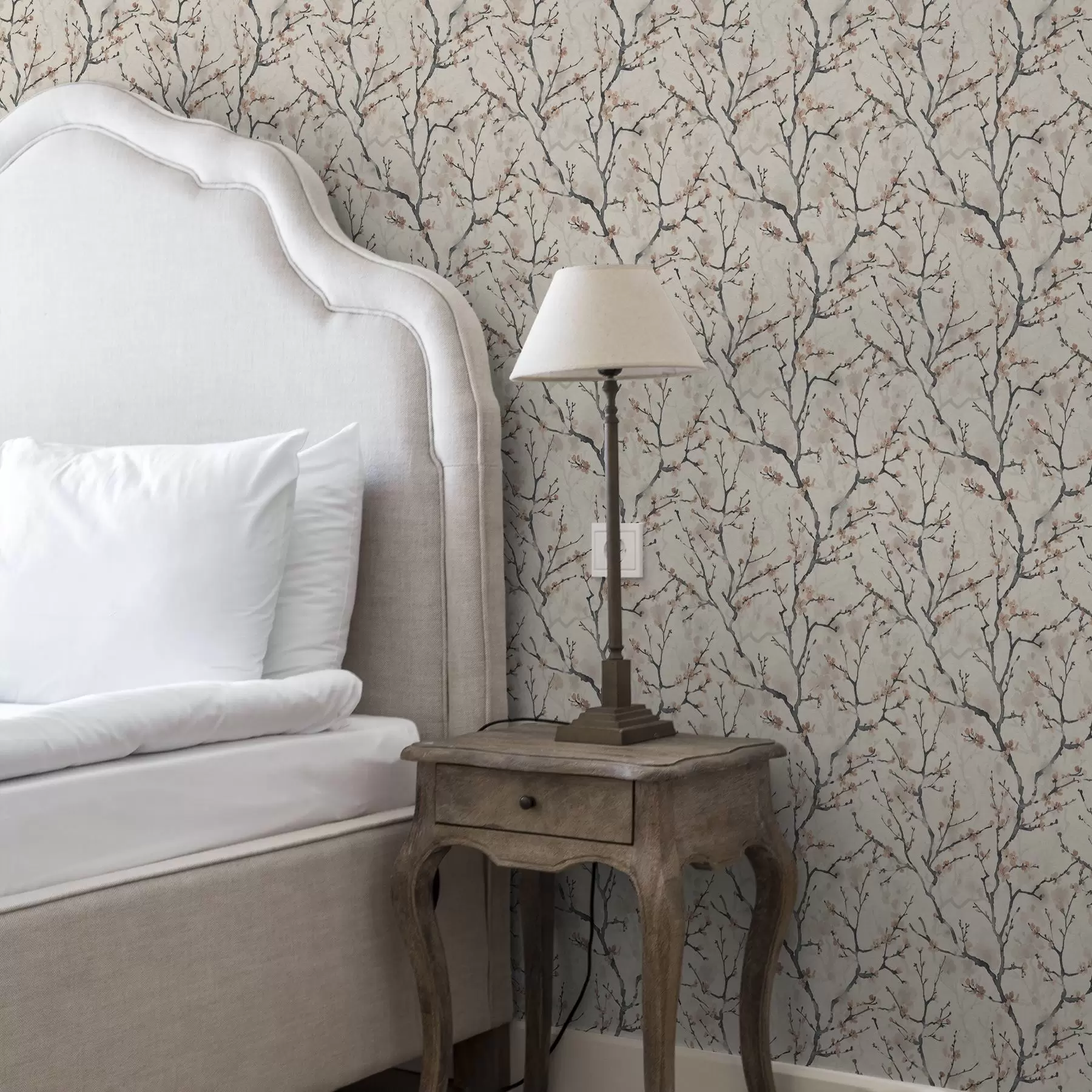 murais de parede Galhos de sakura pintados em aquarela sobre um fundo claro a01033